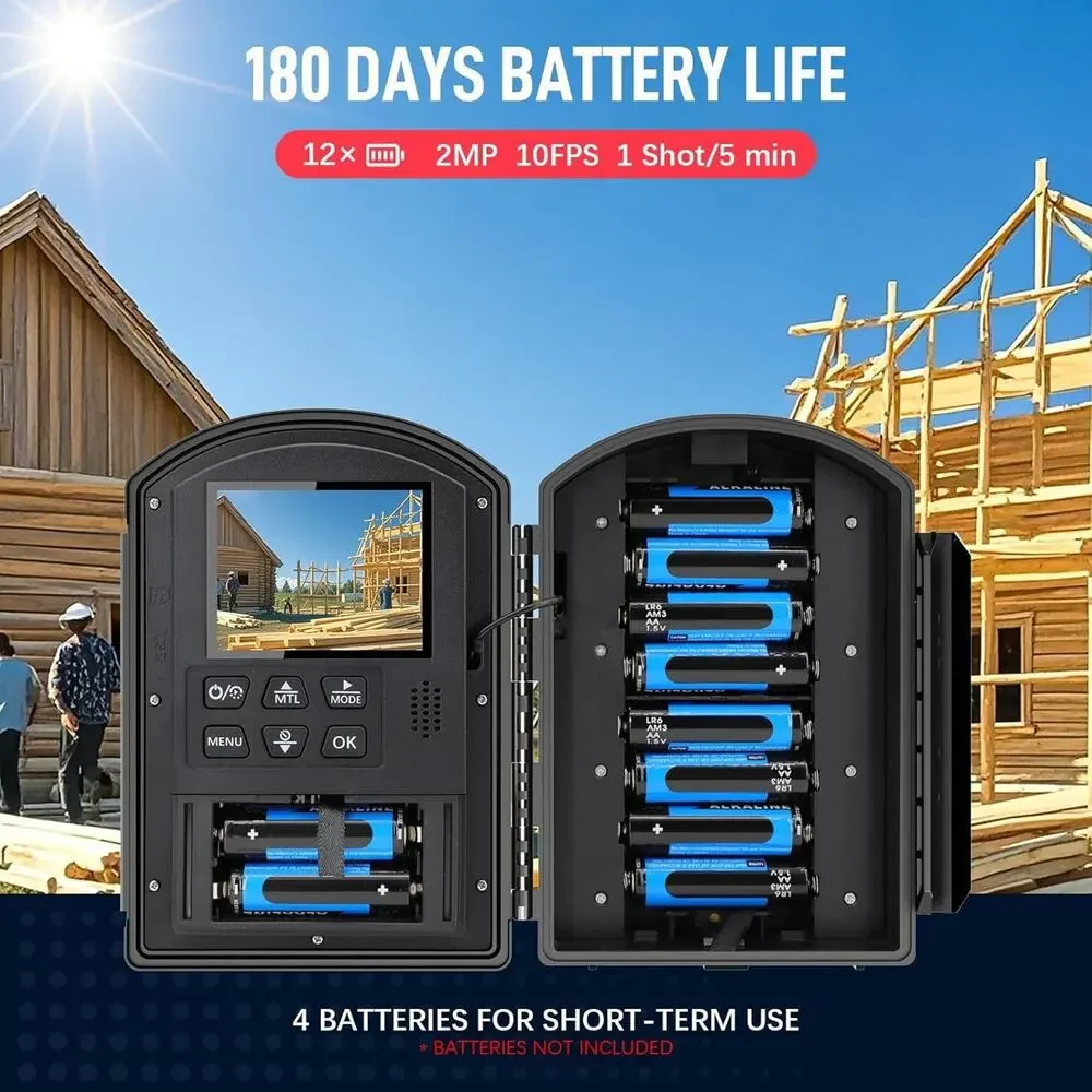 Time Lapse Camera - Infrared Positioning & LED 1080P AVI Video 180 Days Shooting